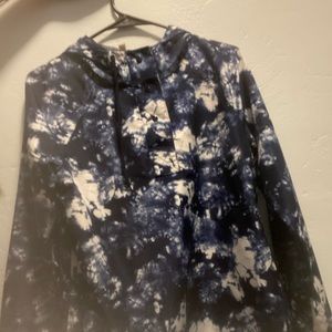Blue and white windbreaker